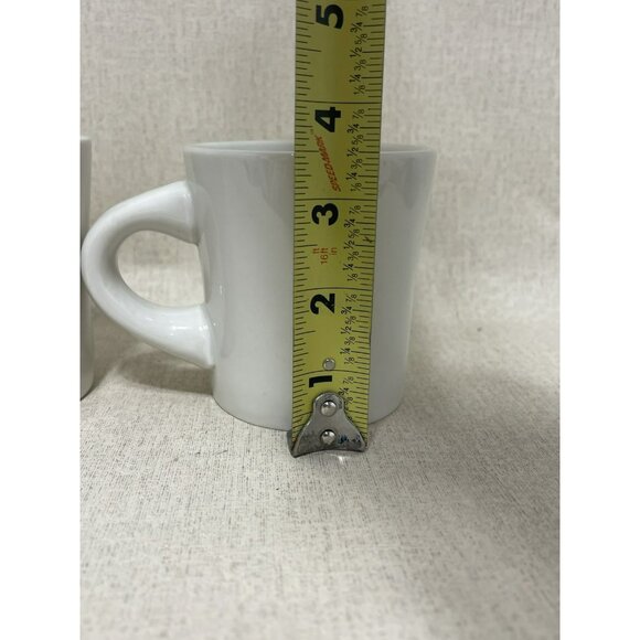 VTG REGO White Heavy Restaurant Ware Coffee Mug Cup Set Of 2 Chunky Chubby - Picture 8 of 11